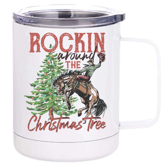 Rockin' Around Christmas Tree Cowboy Xmas Design 12 oz Stainless Steel Tumbler Cup