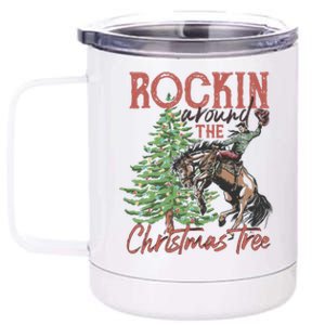 Rockin' Around Christmas Tree Cowboy Xmas Design 12 oz Stainless Steel Tumbler Cup