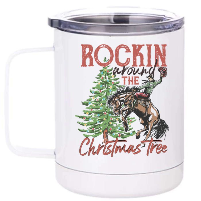 Rockin' Around Christmas Tree Cowboy Xmas Design 12 oz Stainless Steel Tumbler Cup