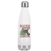 Rockin' Around Christmas Tree Cowboy Xmas Design Stainless Steel Insulated Water Bottle