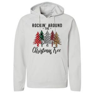 Rockin Around Christmas Tree Cowboy Xmas Design Performance Fleece Hoodie