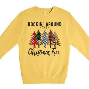 Rockin Around Christmas Tree Cowboy Xmas Design Premium Crewneck Sweatshirt