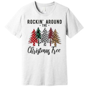 Rockin Around Christmas Tree Cowboy Xmas Design Premium T-Shirt