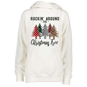 Rockin Around Christmas Tree Cowboy Xmas Design Womens Funnel Neck Pullover Hood