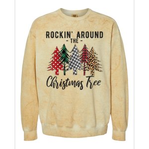 Rockin Around Christmas Tree Cowboy Xmas Design Colorblast Crewneck Sweatshirt