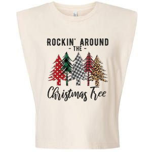 Rockin Around Christmas Tree Cowboy Xmas Design Garment-Dyed Women's Muscle Tee