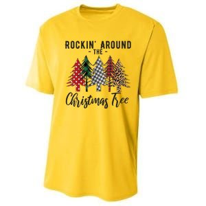 Rockin Around Christmas Tree Cowboy Xmas Design Performance Sprint T-Shirt