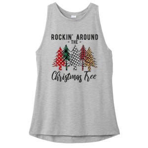 Rockin Around Christmas Tree Cowboy Xmas Design Ladies PosiCharge Tri-Blend Wicking Tank