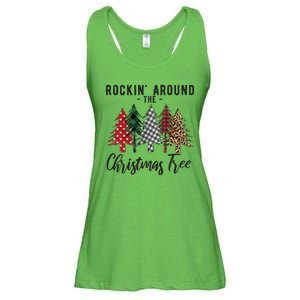 Rockin Around Christmas Tree Cowboy Xmas Design Ladies Essential Flowy Tank