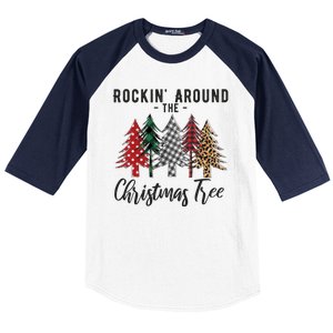 Rockin Around Christmas Tree Cowboy Xmas Design Baseball Sleeve Shirt