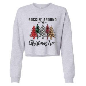 Rockin Around Christmas Tree Cowboy Xmas Design Cropped Pullover Crew