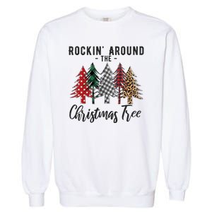 Rockin Around Christmas Tree Cowboy Xmas Design Garment-Dyed Sweatshirt