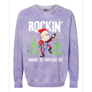 Rockin Around Christmas Tree Gift Funny Santa Rocker Cool Gift Colorblast Crewneck Sweatshirt