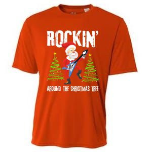 Rockin Around Christmas Tree Gift Funny Santa Rocker Cool Gift Cooling Performance Crew T-Shirt