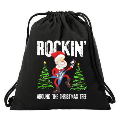 Rockin Around Christmas Tree Gift Funny Santa Rocker Cool Gift Drawstring Bag