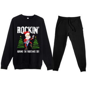 Rockin Around Christmas Tree Gift Funny Santa Rocker Cool Gift Premium Crewneck Sweatsuit Set