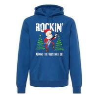 Rockin Around Christmas Tree Gift Funny Santa Rocker Cool Gift Premium Hoodie