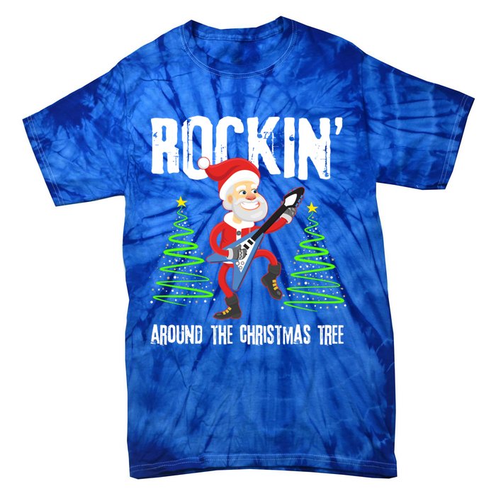 Rockin Around Christmas Tree Gift Funny Santa Rocker Cool Gift Tie-Dye T-Shirt