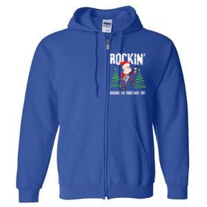 Rockin Around Christmas Tree Gift Funny Santa Rocker Cool Gift Full Zip Hoodie