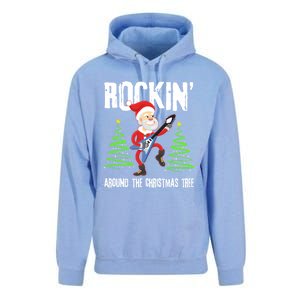 Rockin Around Christmas Tree Gift Funny Santa Rocker Cool Gift Unisex Surf Hoodie