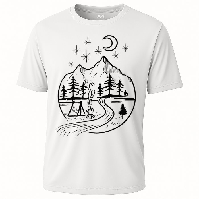Retro Adventure Circle Camp For Kids Summer Camp Tent Cooling Performance Crew T-Shirt