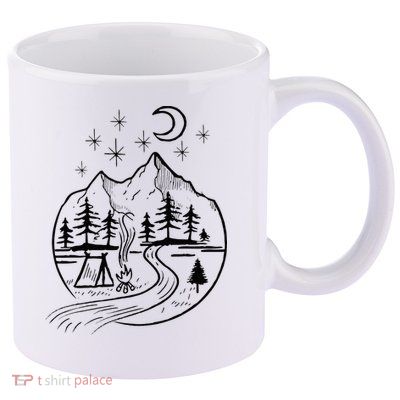Retro Adventure Circle Camp For Kids Summer Camp Tent 11oz C Handle Ceramic Mug