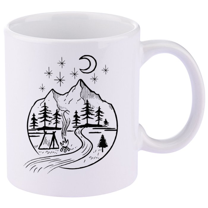 Retro Adventure Circle Camp For Kids Summer Camp Tent 11oz C Handle Ceramic Mug