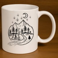 Retro Adventure Circle Camp For Kids Summer Camp Tent 11oz C Handle Ceramic Mug