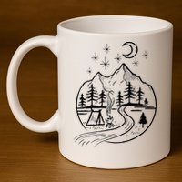 Retro Adventure Circle Camp For Kids Summer Camp Tent 11oz C Handle Ceramic Mug