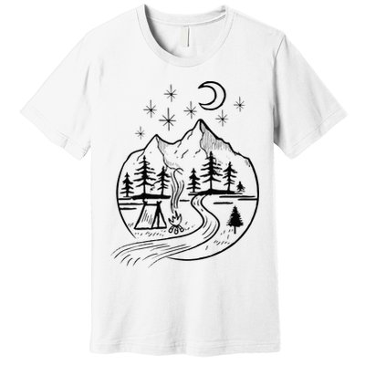 Retro Adventure Circle Camp For Kids Summer Camp Tent Premium T-Shirt