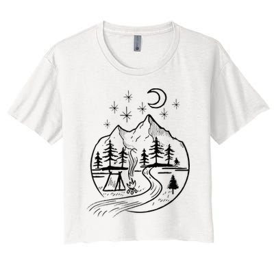 Retro Adventure Circle Camp For Kids Summer Camp Tent Crop Top