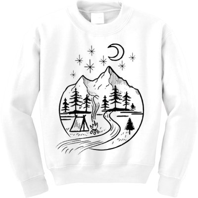 Retro Adventure Circle Camp For Kids Summer Camp Tent Kids Sweatshirt