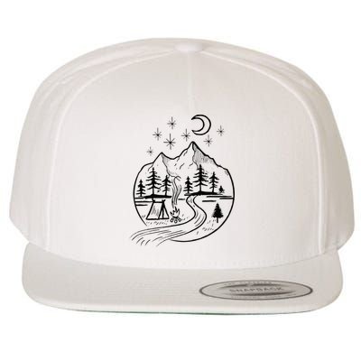 Retro Adventure Circle Camp For Kids Summer Camp Tent Wool Snapback Cap