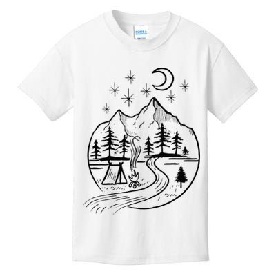 Retro Adventure Circle Camp For Kids Summer Camp Tent Kids T-Shirt