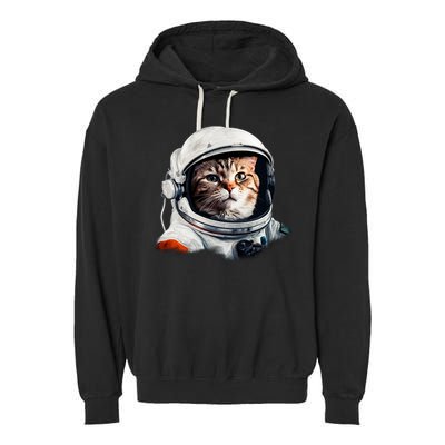 Realistic Astronaut Cat Garment-Dyed Fleece Hoodie