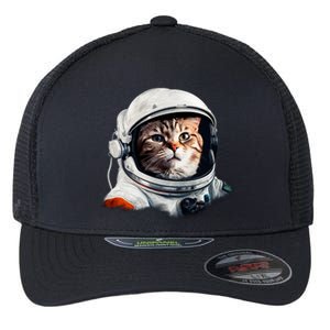 Realistic Astronaut Cat Flexfit Unipanel Trucker Cap