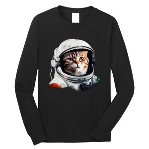 Realistic Astronaut Cat Long Sleeve Shirt