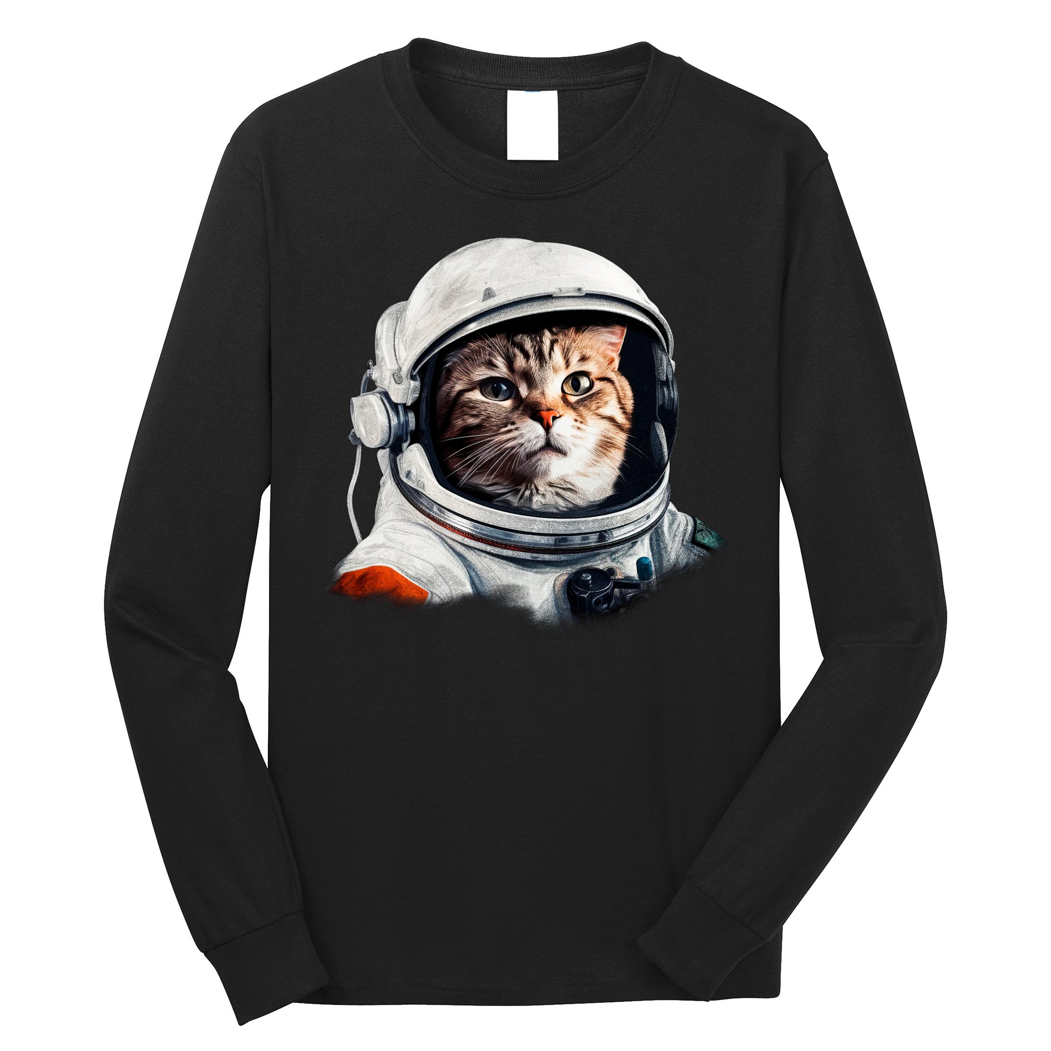 Realistic Astronaut Cat Long Sleeve Shirt