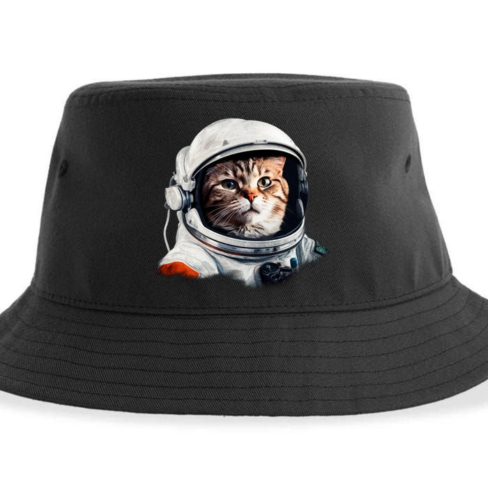 Realistic Astronaut Cat Sustainable Bucket Hat