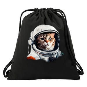 Realistic Astronaut Cat Drawstring Bag