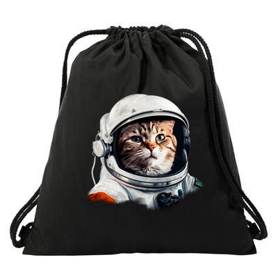 Realistic Astronaut Cat Drawstring Bag