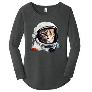 Realistic Astronaut Cat Women's Perfect Tri Tunic Long Sleeve Shirt