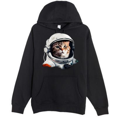 Realistic Astronaut Cat Premium Pullover Hoodie