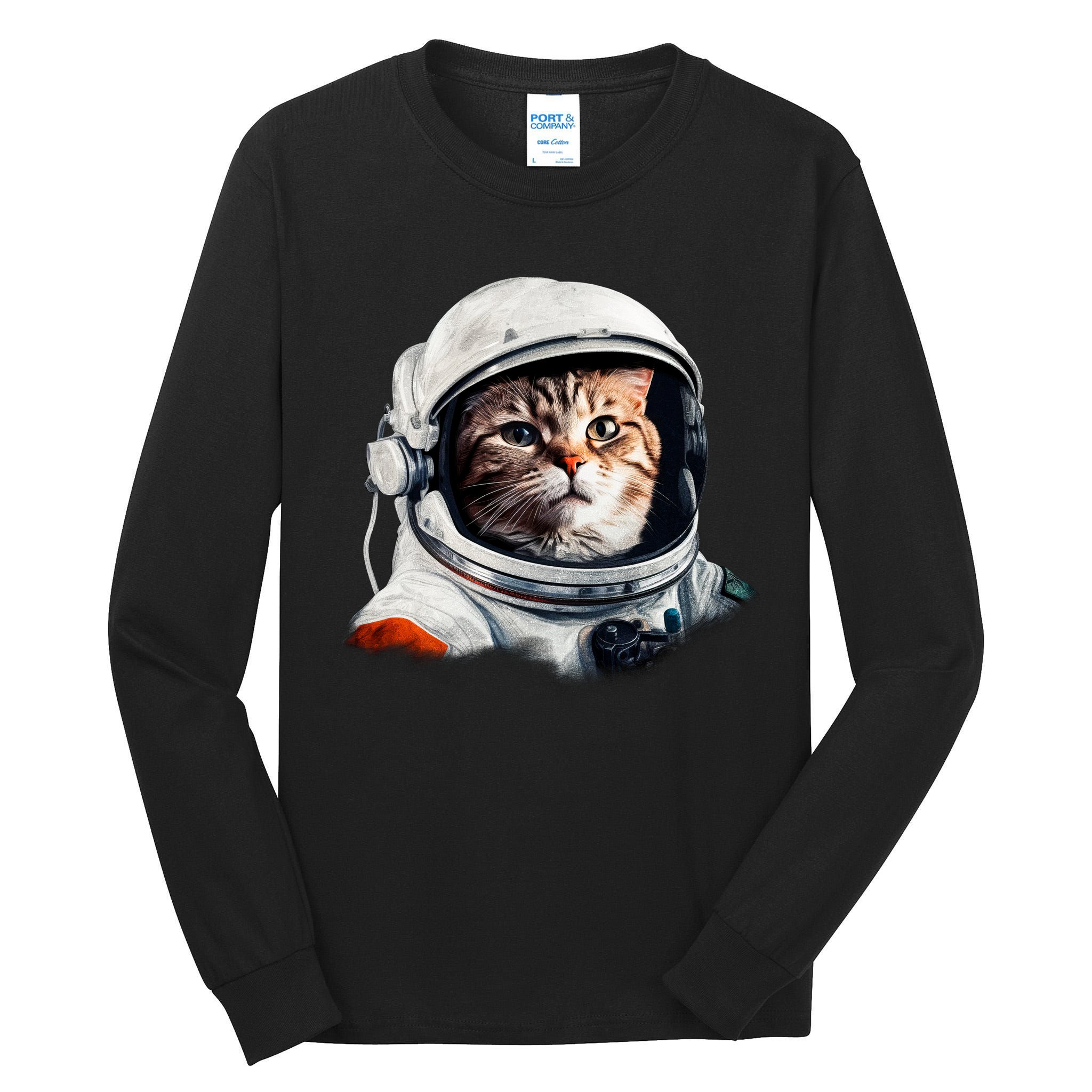 Realistic Astronaut Cat Tall Long Sleeve T-Shirt