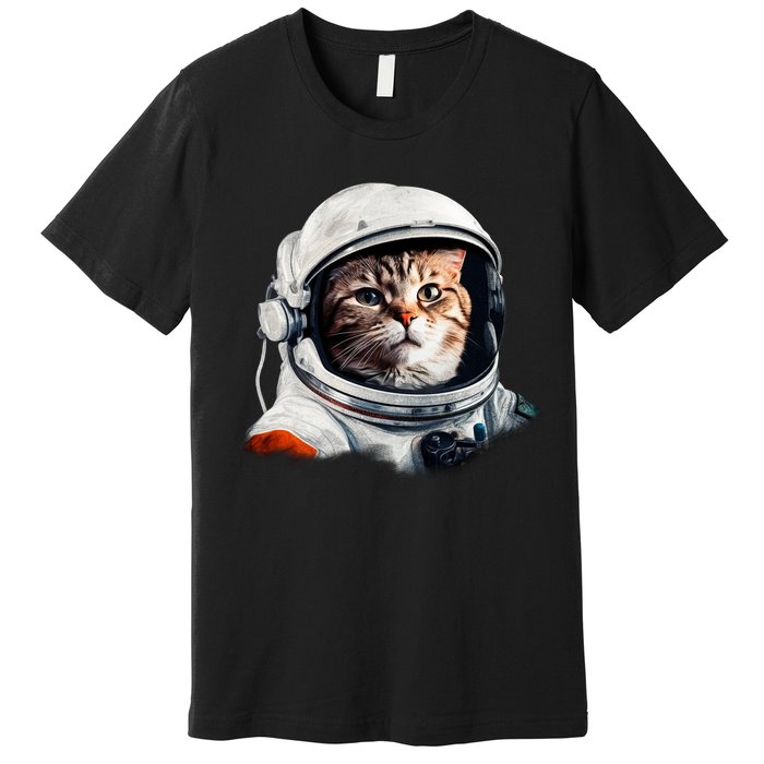 Realistic Astronaut Cat Premium T-Shirt