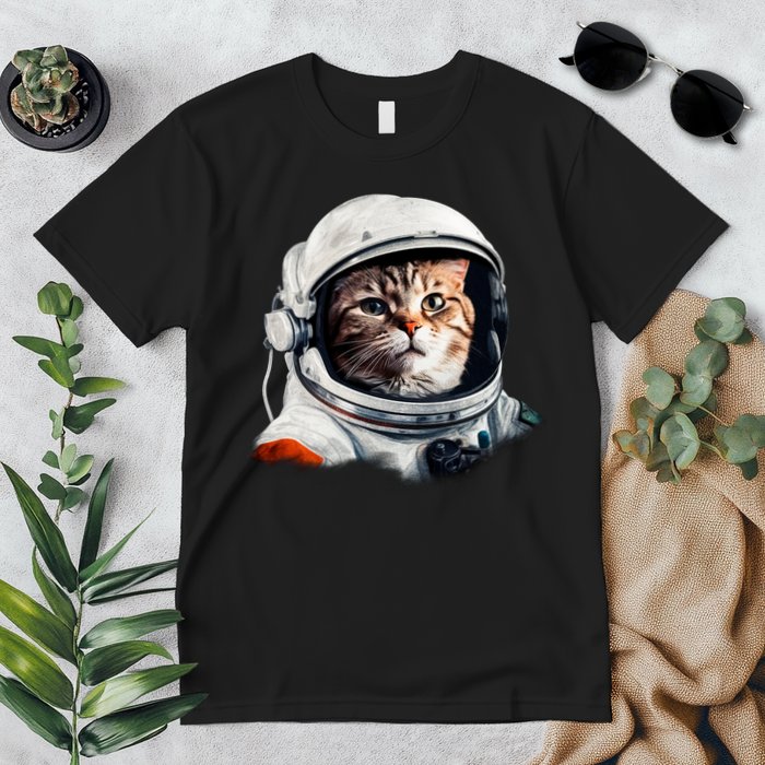 Realistic Astronaut Cat Premium T-Shirt