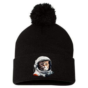 Realistic Astronaut Cat Pom Pom 12in Knit Beanie