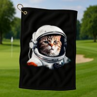 Realistic Astronaut Cat Golf Towel