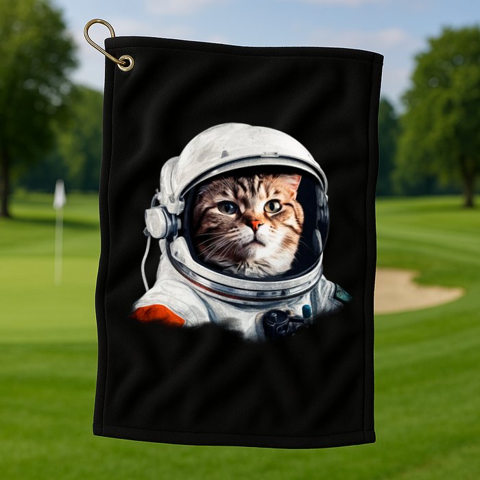 Realistic Astronaut Cat Golf Towel