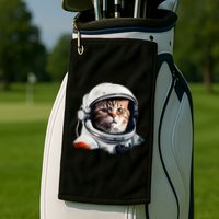 Realistic Astronaut Cat Golf Towel